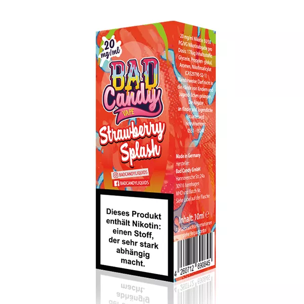 Bad Candy Strawberry Splash Nic Salt 10mg STEUERWARE