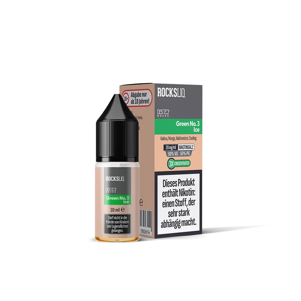 KTS Rocksliq Nikotinsalz - Green No.3 Ice - 10ml Liquid 20mg STEUERWARE