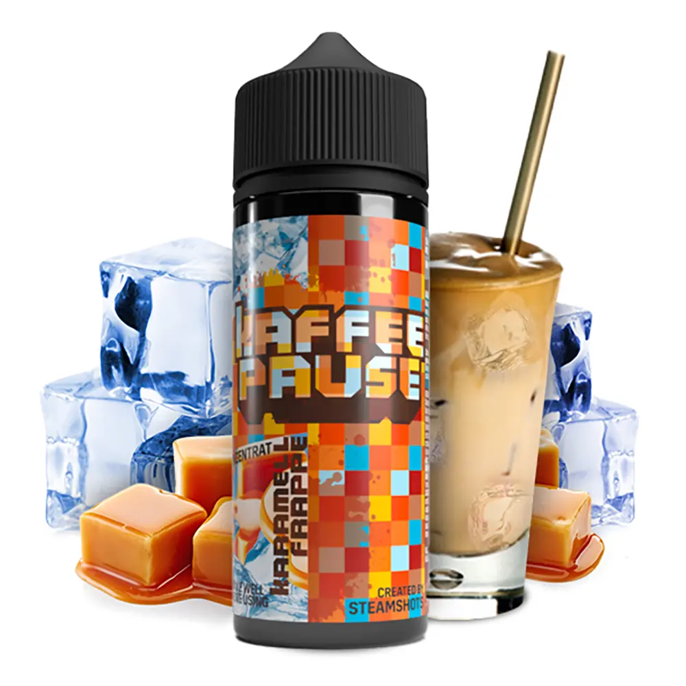 Kaffeepause Aroma Karamell Frappe Ice 10ml  in 120ml Flasche by Steamshots STEUERWARE