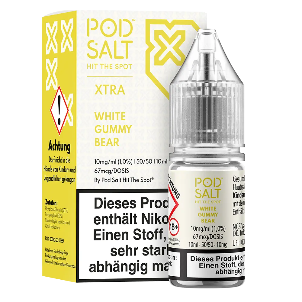 Pod Salt Xtra Nikotinsalz - White Gummy Bear - Liquid 10mg 10ml STEUERWARE