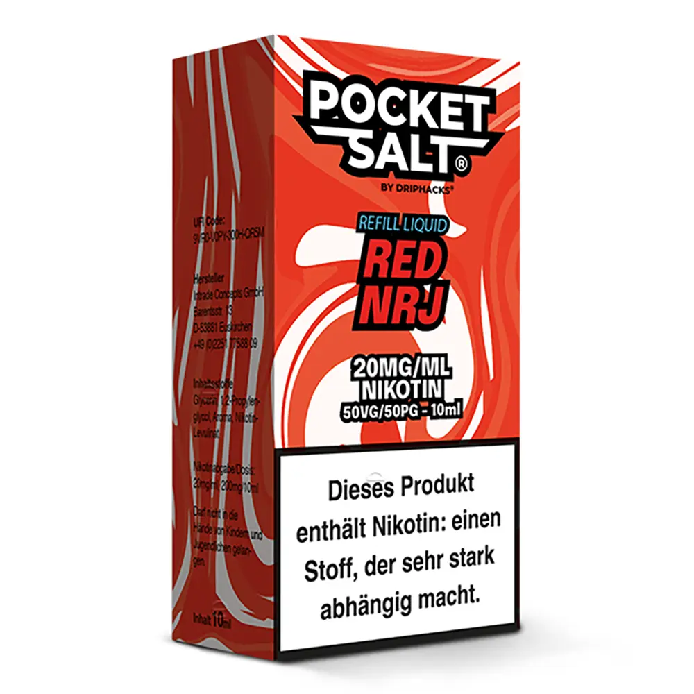 Pocket Salt Nikotinsalz - Red NRJ - 10ml Liquid 20mg STEUERWARE