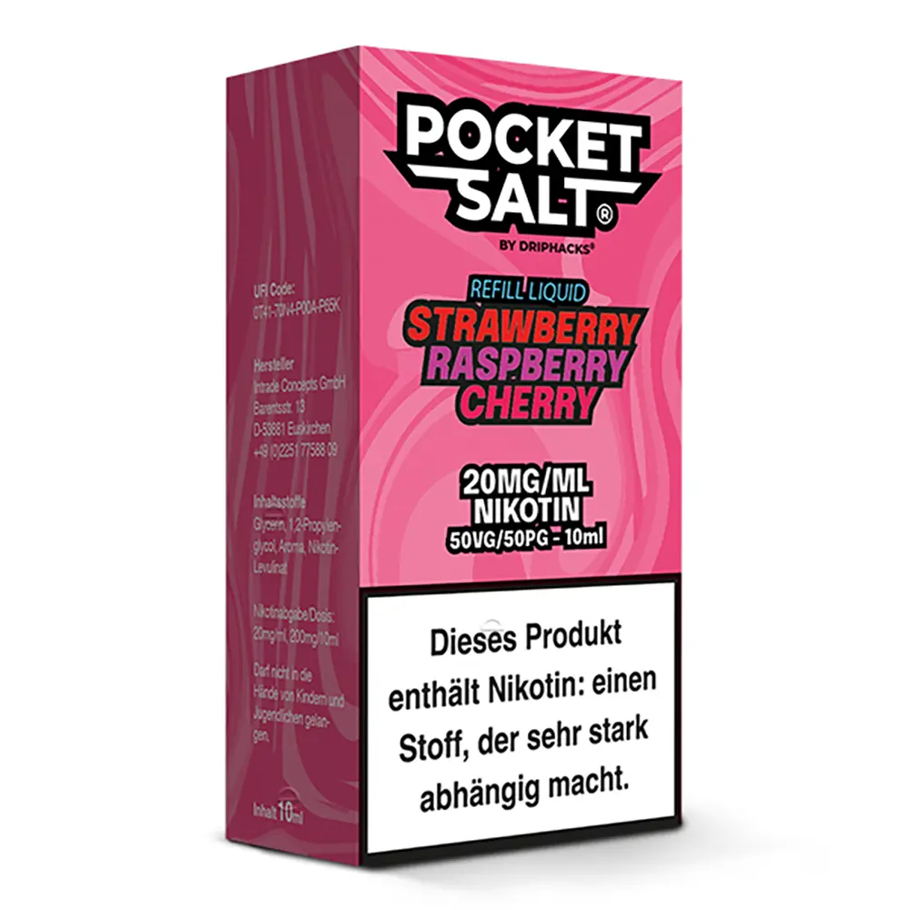 Pocket Salt Nikotinsalz - Strawberry Raspberry Cherry - 10ml Liquid 20mg STEUERWARE