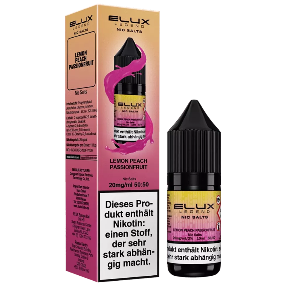 Elux Nikotinsalz - Lemon Peach Passion - Liquid 10mg 10ml STEUERWARE C