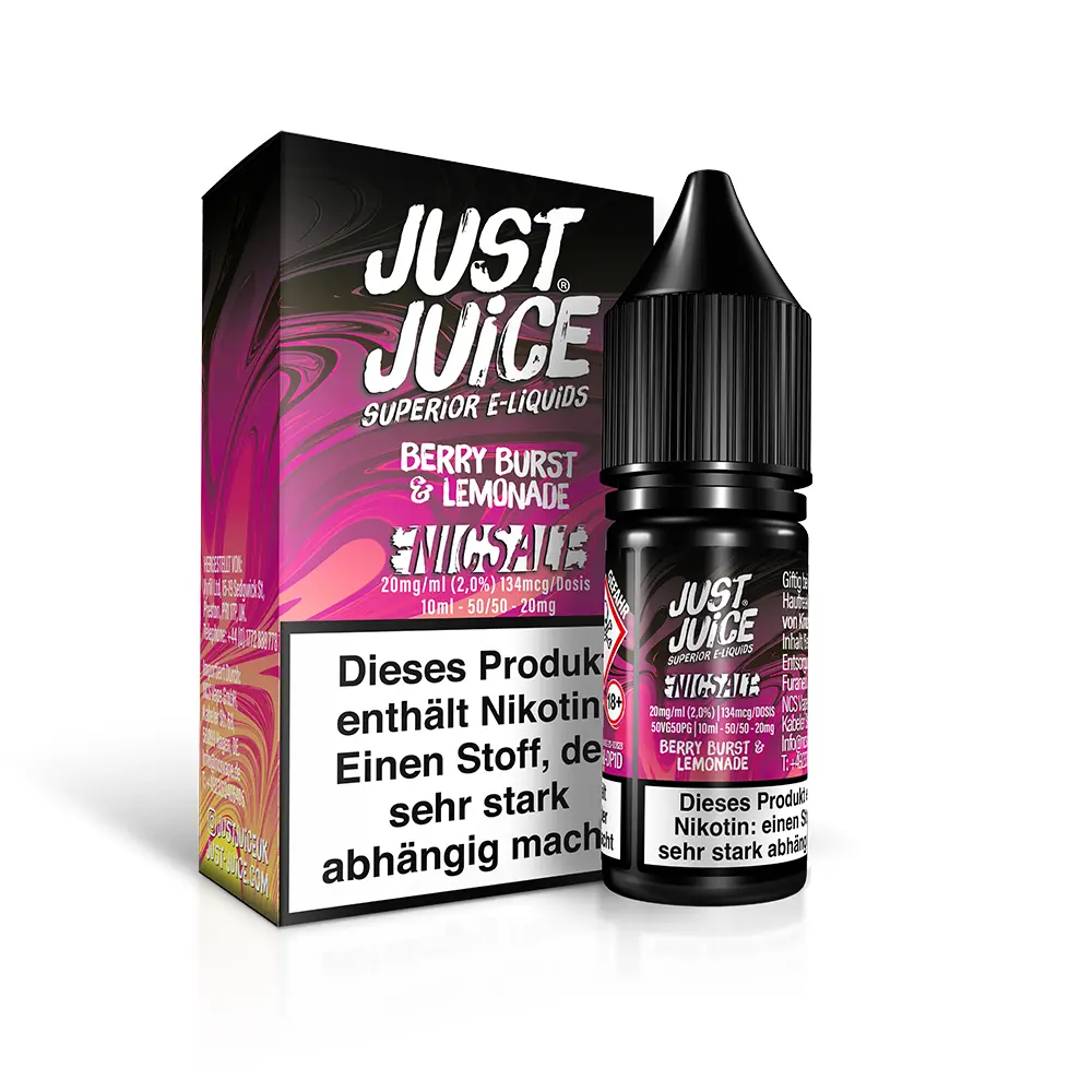 Just Juice Nikotinsalz - Fusion Berry Burst & Lemonade - 10ml 20mg STEUERWARE