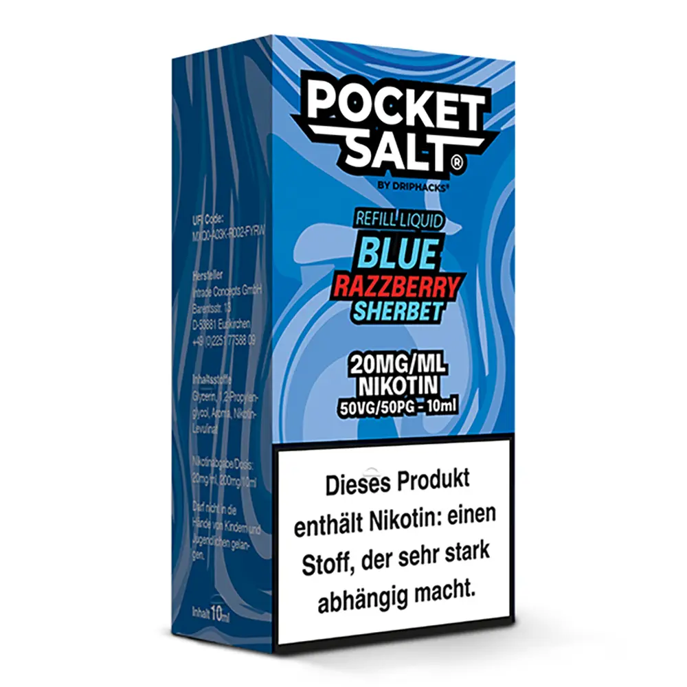 Pocket Salt Nikotinsalz - Blue Razzberry Sherbet - 10ml Liquid 20mg STEUERWARE