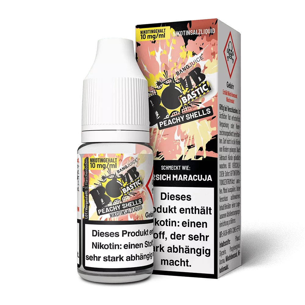 Bang Juice Bomb Bastic Nikotinsalz - Peachy Shells - 10mg 10ml STEUERWARE