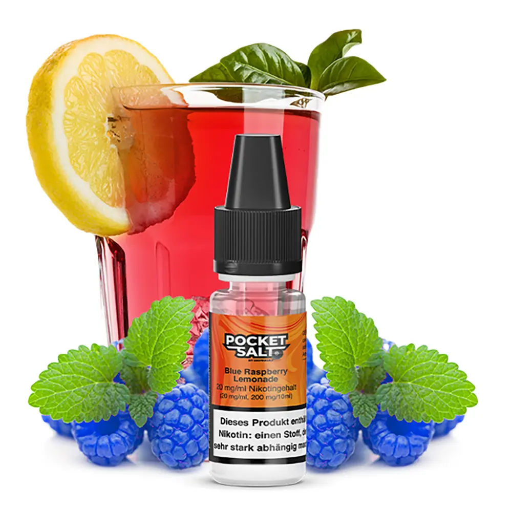 Pocket Salt Nikotinsalz - Blue Raspberry Lemonade - 10ml Liquid 20mg STEUERWARE