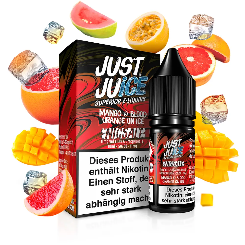Just Juice Nikotinsalz - Fusion Mango & Blood Orange ON ICE - 10ml 11mg STEUERWARE