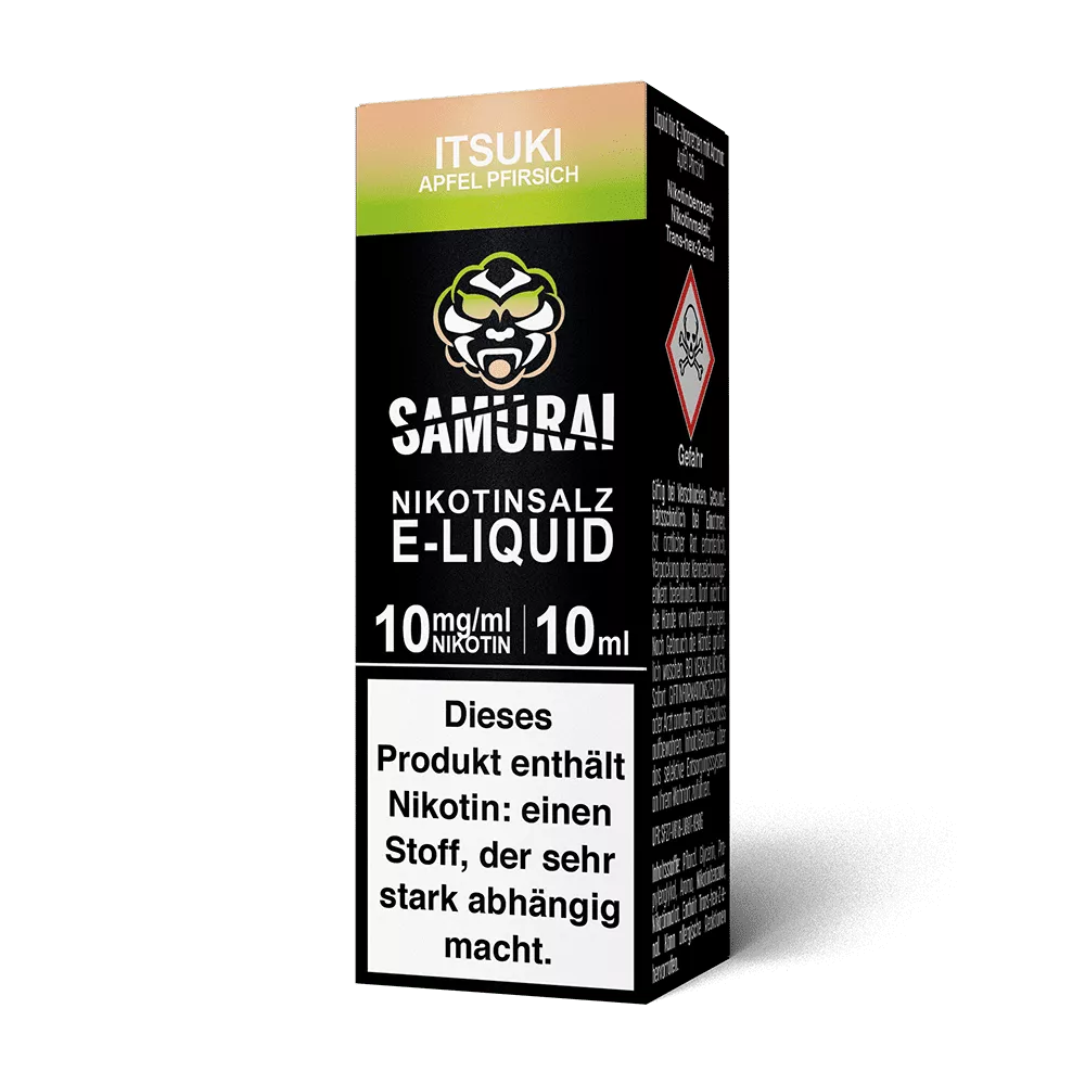 Samurai Nikotinsalz - Itsuki Apfel Pfirsich - Liquid 10mg 10ml STEUERWARE