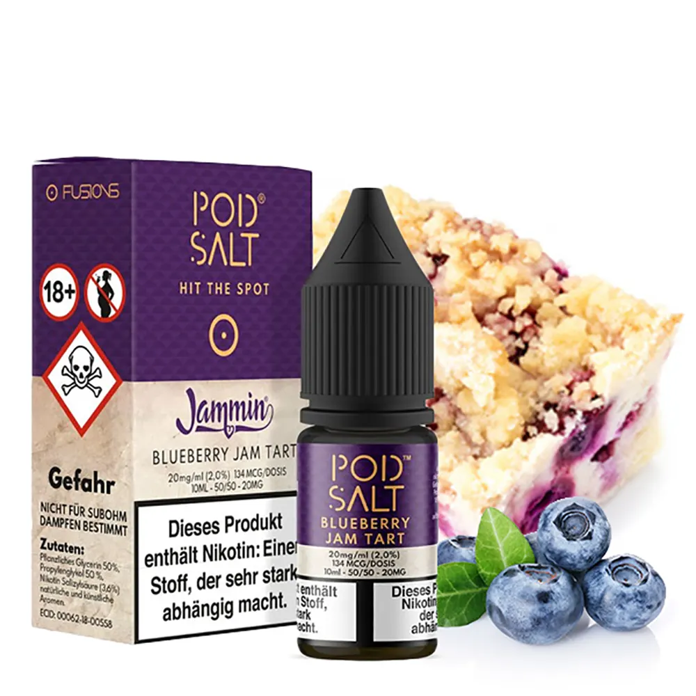 Pod Salt Fusion - Blueberry Jam Tart - 10ml Liquid 20mg Nikotinsalz STEUERWARE