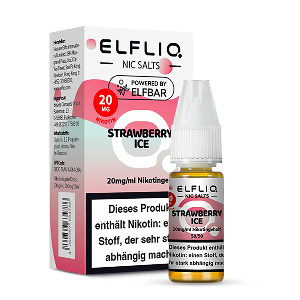 Elfliq by Elfbar Nikotinsalz - Strawberry Ice - Liquid 20mg 10ml - STEUERWARE