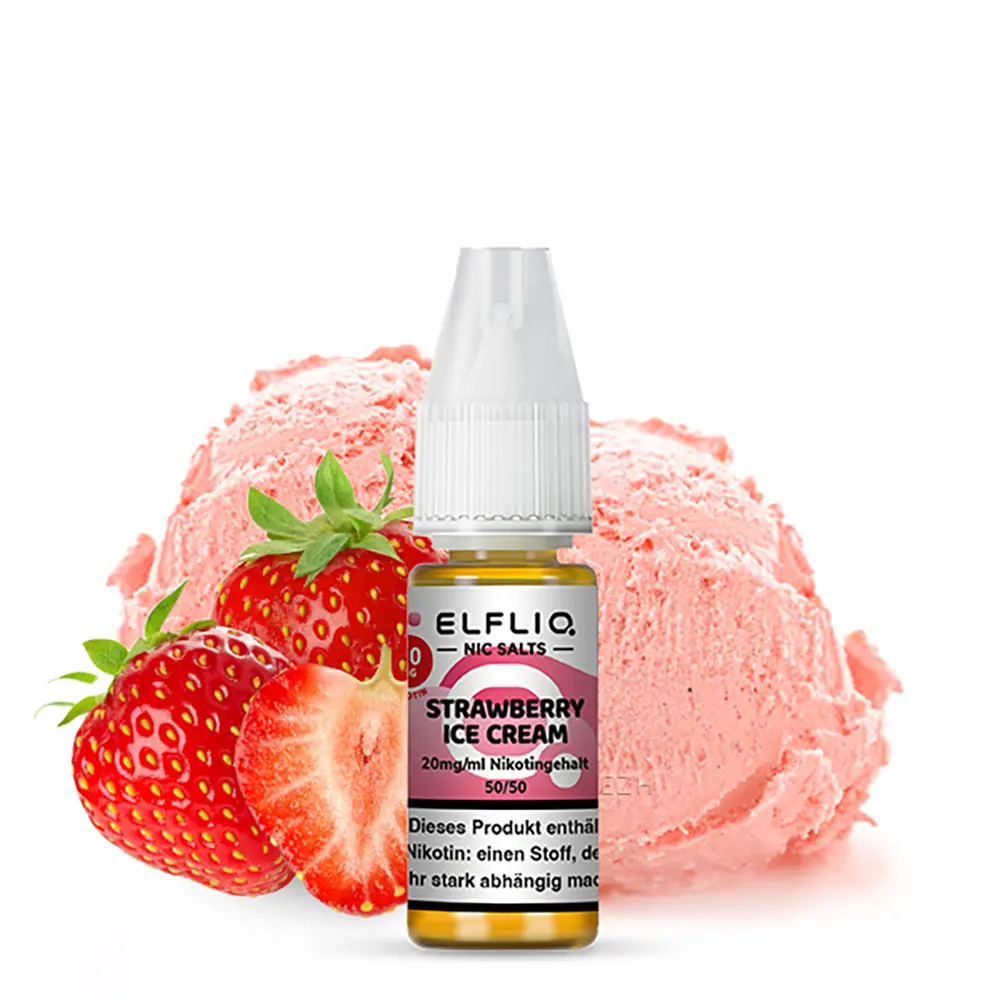 Elfliq by Elfbar Nikotinsalz - Strawberry Ice Cream - Liquid 20mg 10ml - STEUERWARE C