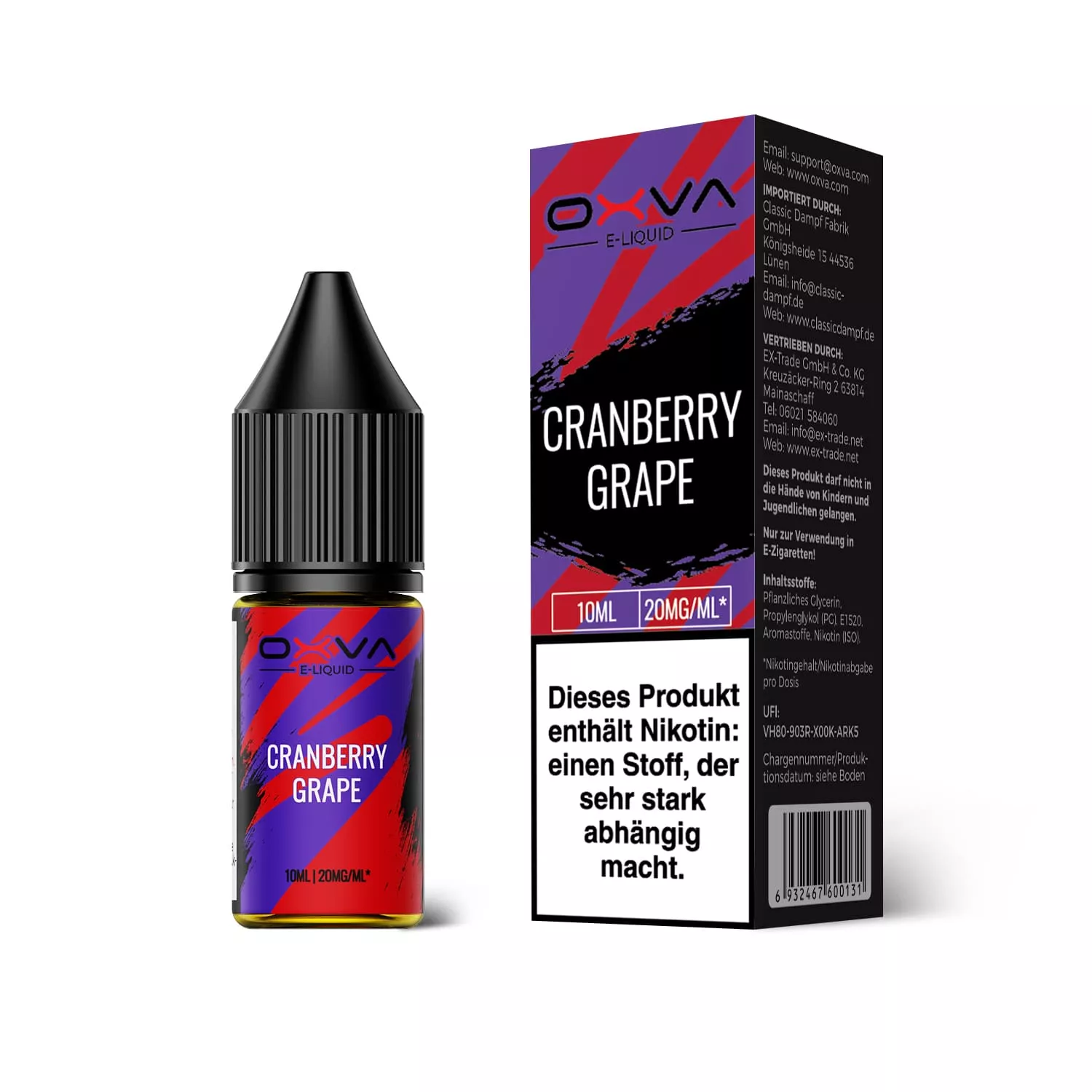 Oxva E-Liquid Nikotinsalz - Cranberry Grape - 10ml Liquid 20mg STEUERWARE C
