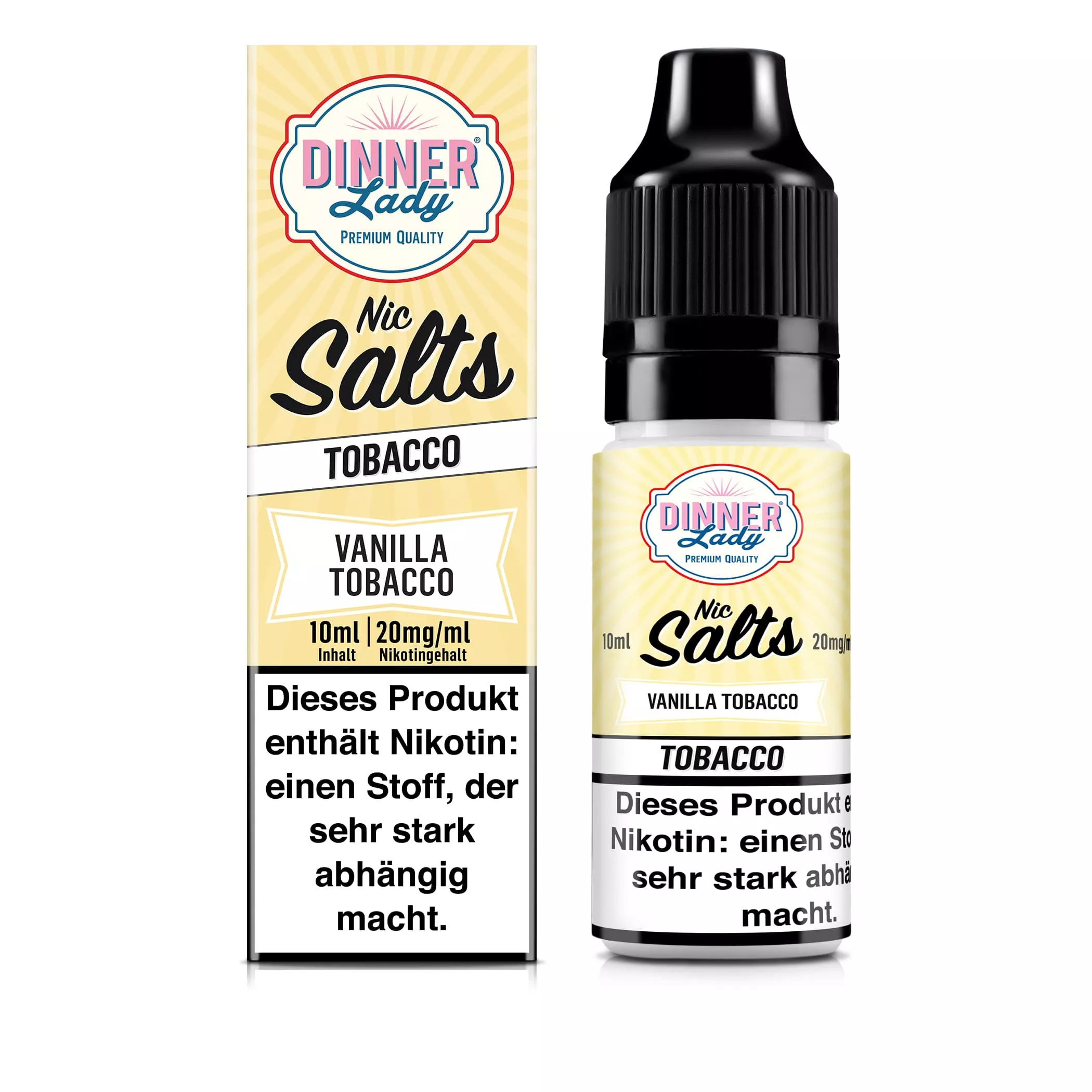 Dinner Lady Nikotinsalz - Vanilla Tobacco - 50/50 10ml Liquid 20mg STEUERWARE