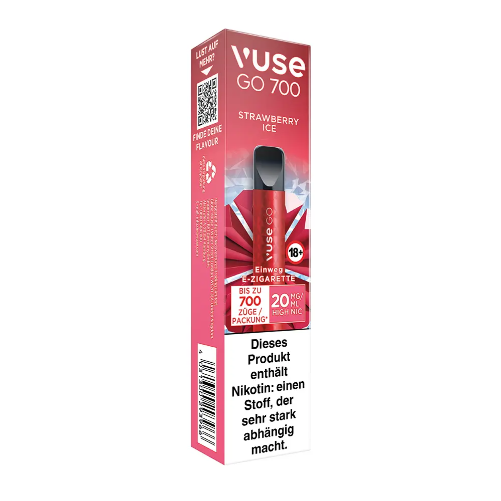 Vuse GO 700 Strawberry Ice 20mg Einweg E-Zigarette STEUERWARE