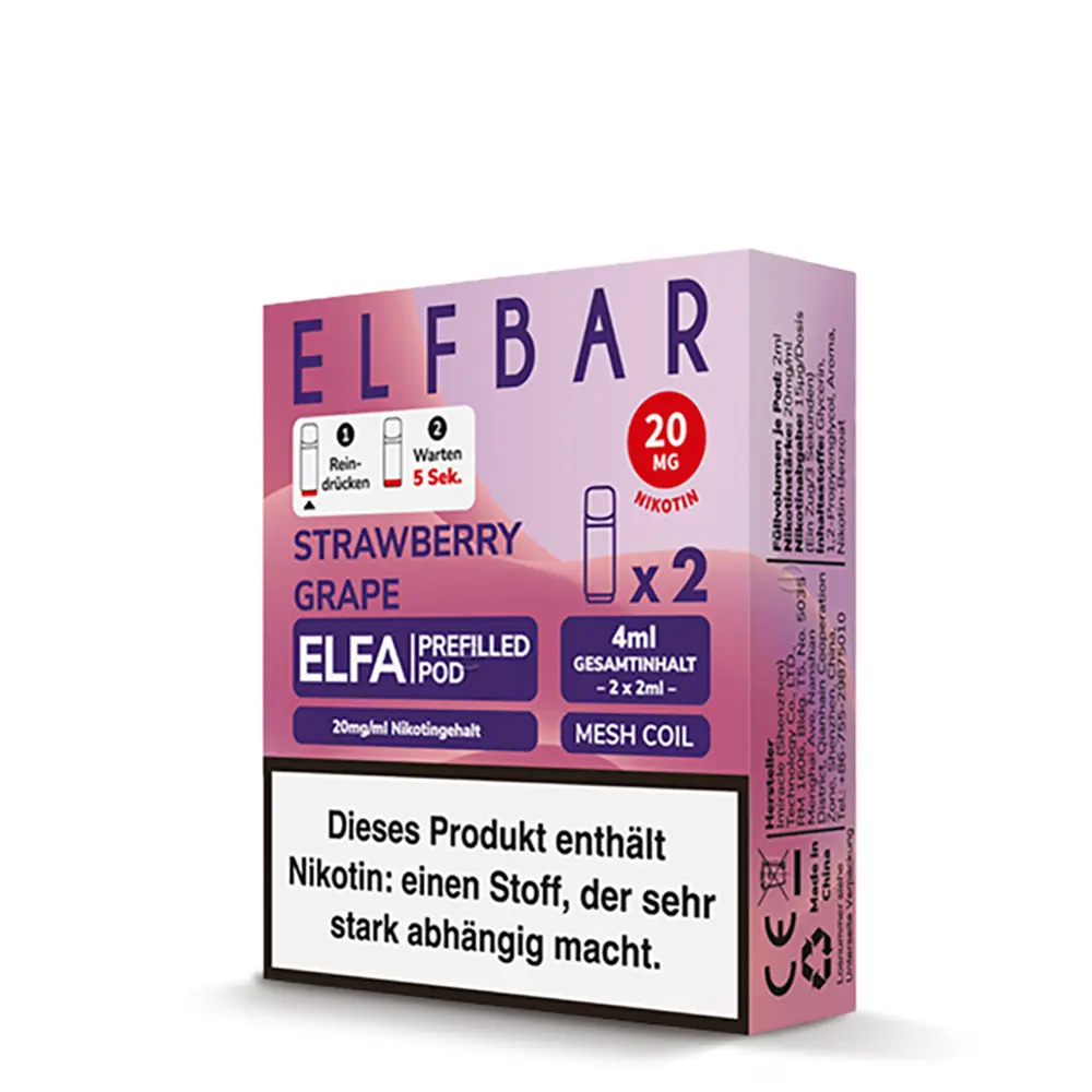 Elfbar Elfa Einweg Pod - Strawberry Grape - 20mg Nikotinsalz 2ml STEUERWARE