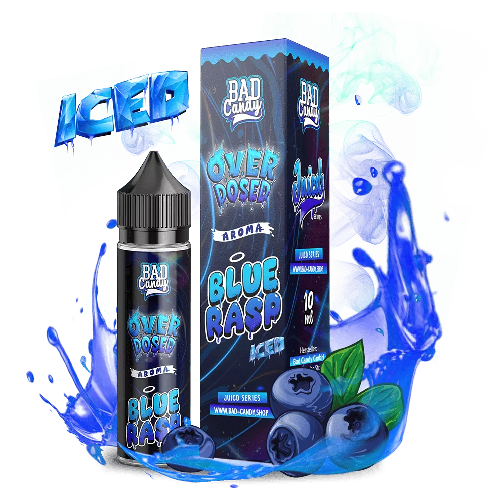 Bad Candy Longfill - Blue Rasp Iced - Overdosed 10ml Aroma in 60 ml Flasche STEUERWARE