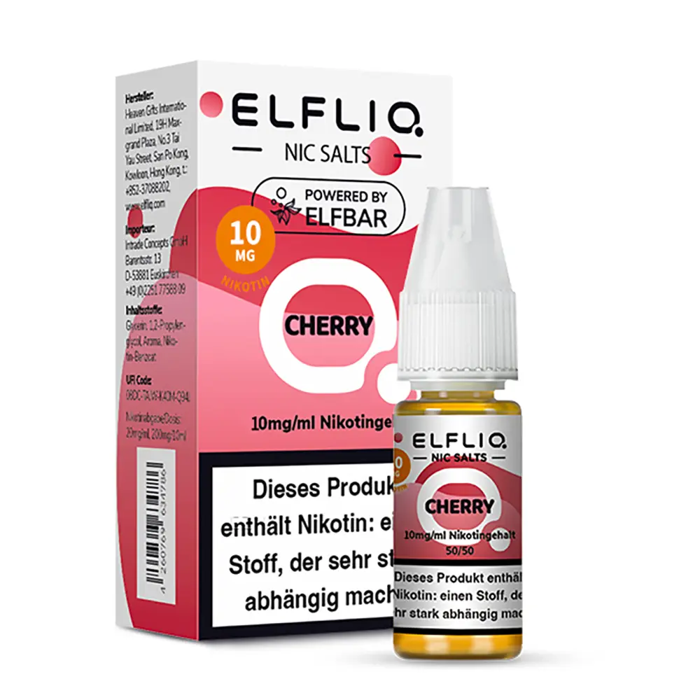 Elfliq by Elfbar Nikotinsalz - Cherry - Liquid 10mg 10ml - STEUERWARE C