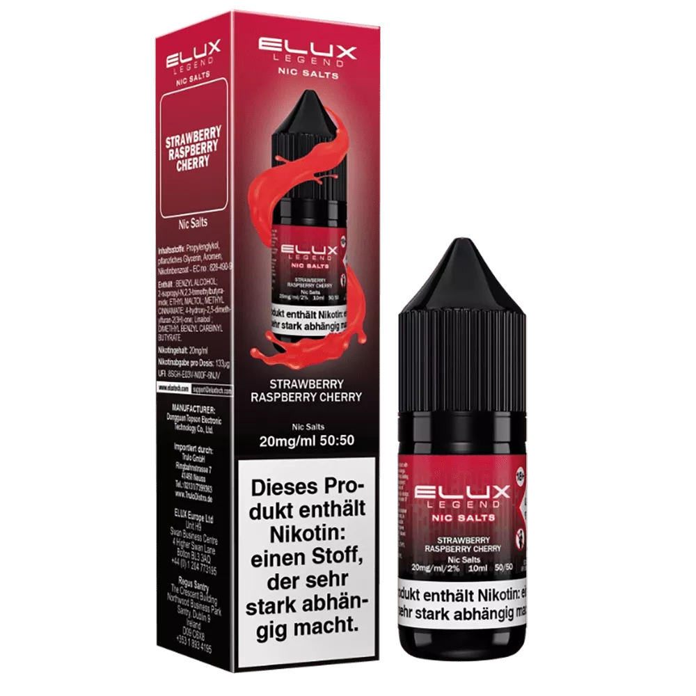 Elux Nikotinsalz - Strawberry Raspberry Cherry - Liquid 10mg 10ml STEUERWARE C