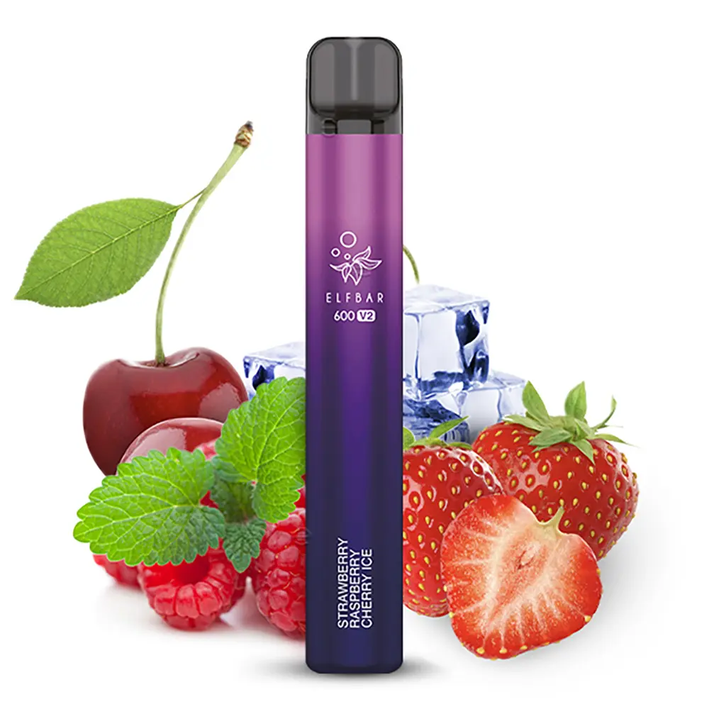 Elfbar 600 V2 CP Einweg E-Zigarette - Strawberry Raspberry Cherry Ice - 20mg STEUERWARE