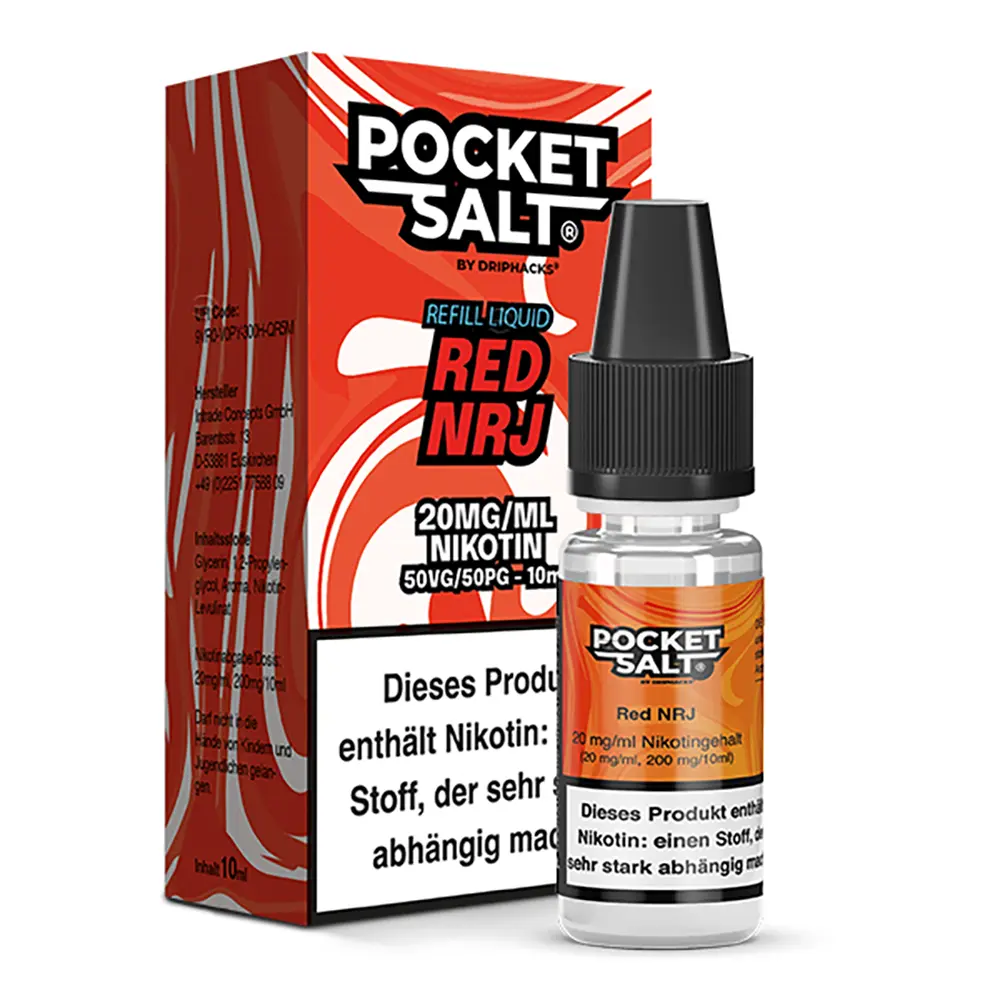 Pocket Salt Nikotinsalz - Red NRJ - 10ml Liquid 20mg STEUERWARE