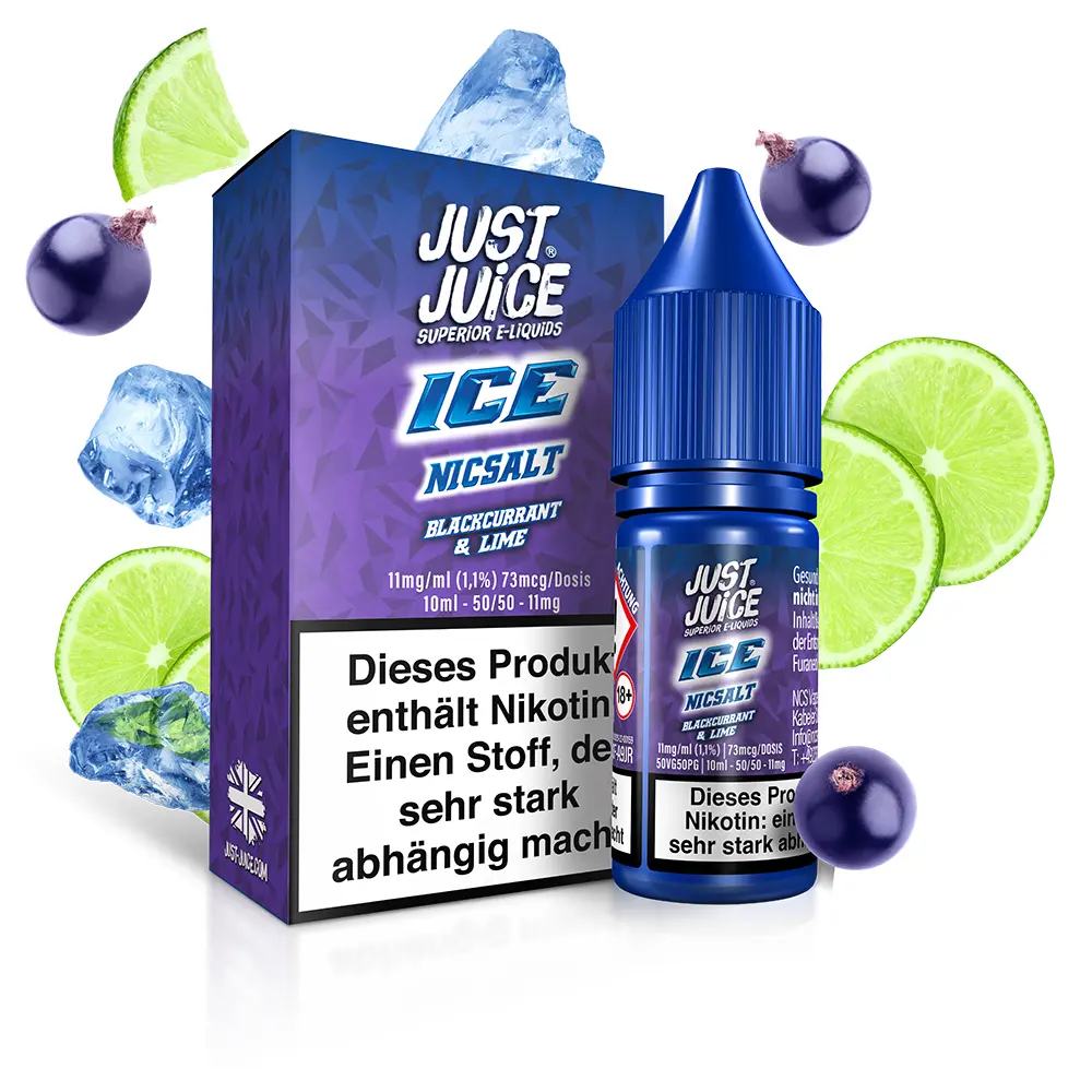 Just Juice Nikotinsalz - Blackcurrant & Lime ICE - 10ml 11mg STEUERWARE