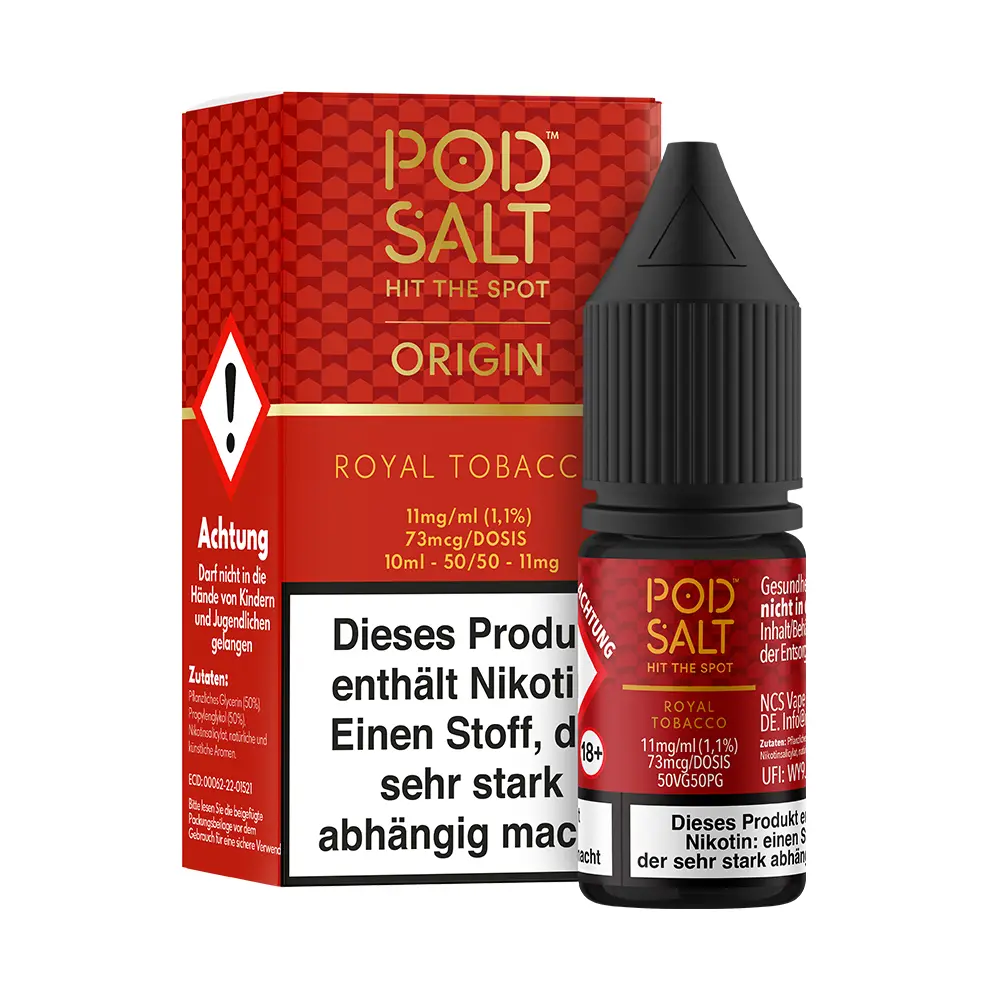 Pod Salt Origin Nikotinsalz - Royal Tobacco - Liquid 11mg 10ml STEUERWARE