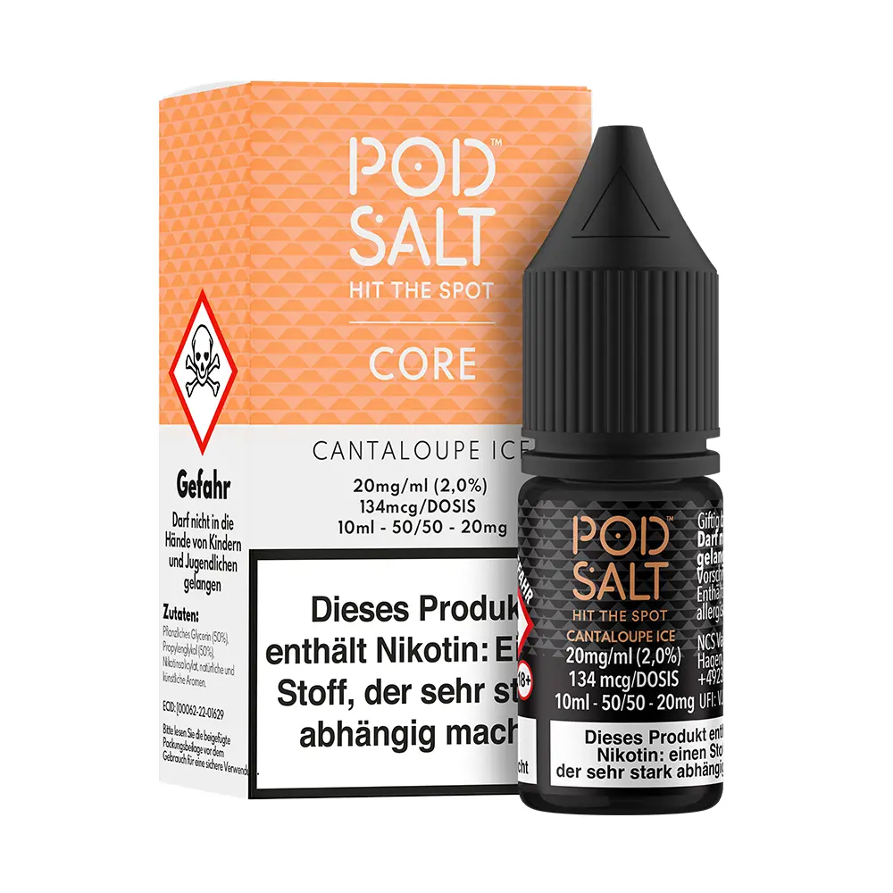 Pod Salt Core Nikotinsalz - Cantaloupe Ice - 10ml Liquid 20mg STEUERWARE C