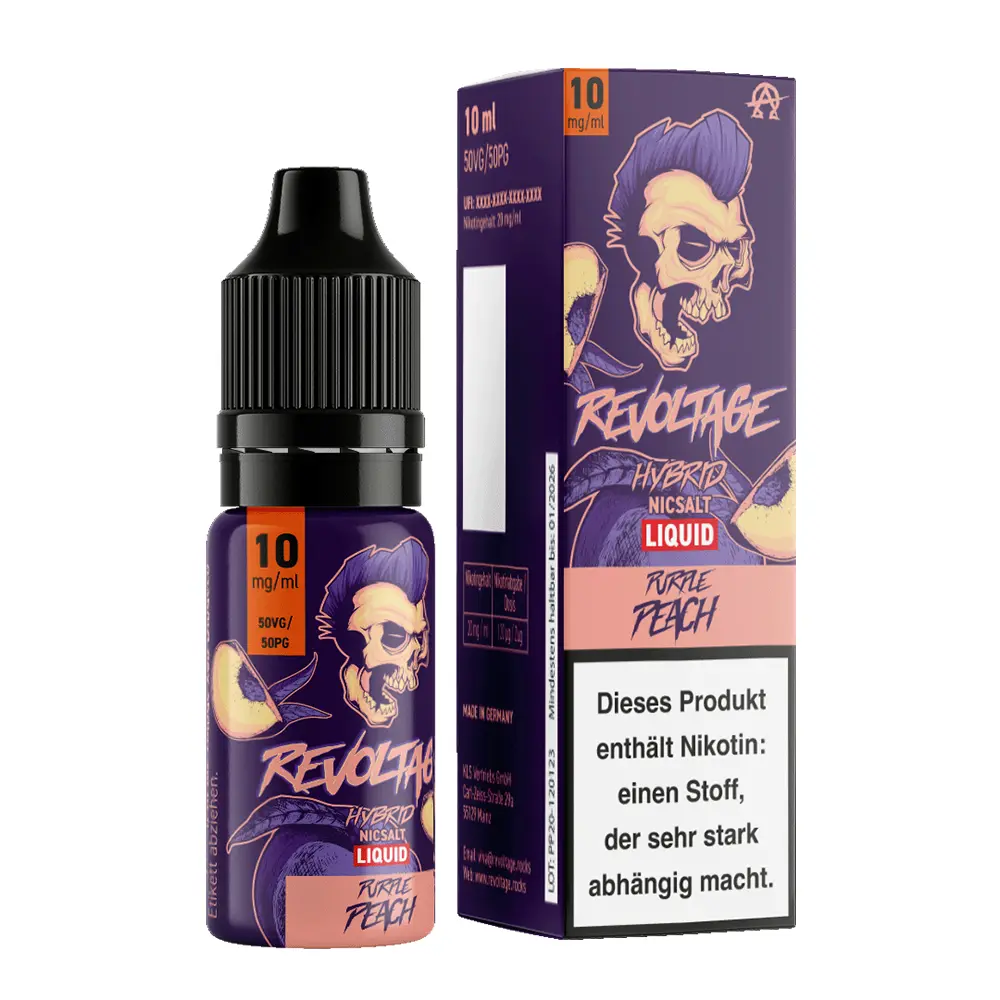 Revoltage Hybrid Nikotinsalz - Purple Peach - Liquid 10mg 10ml STEUERWARE