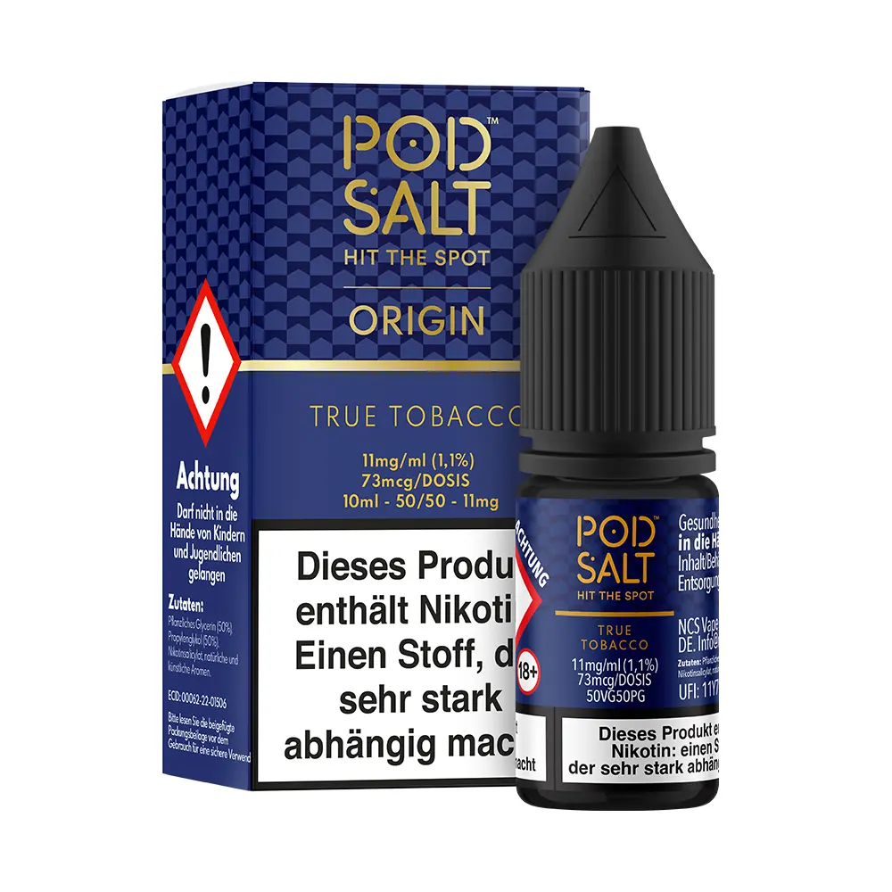 Pod Salt Origin Nikotinsalz - True Tobacco - Liquid 11mg 10ml STEUERWARE