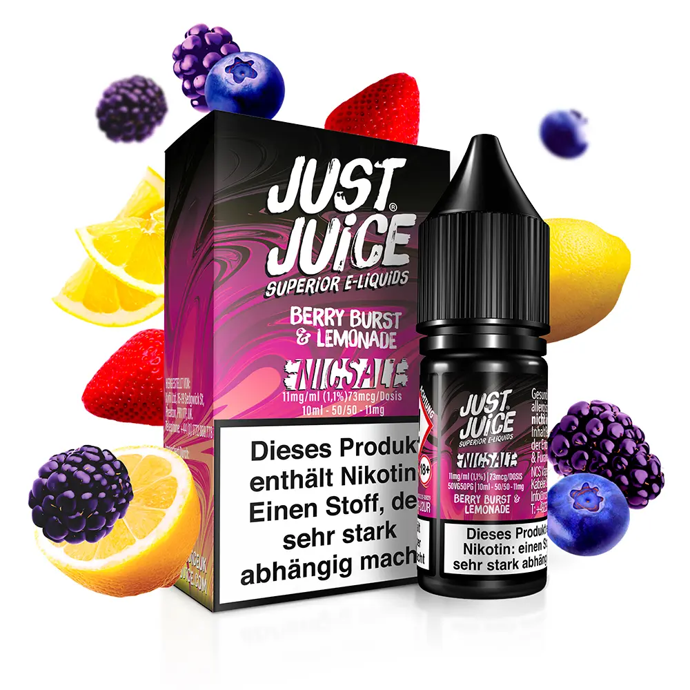 Just Juice Nikotinsalz - Fusion Berry Burst & Lemonade - 10ml 11mg STEUERWARE