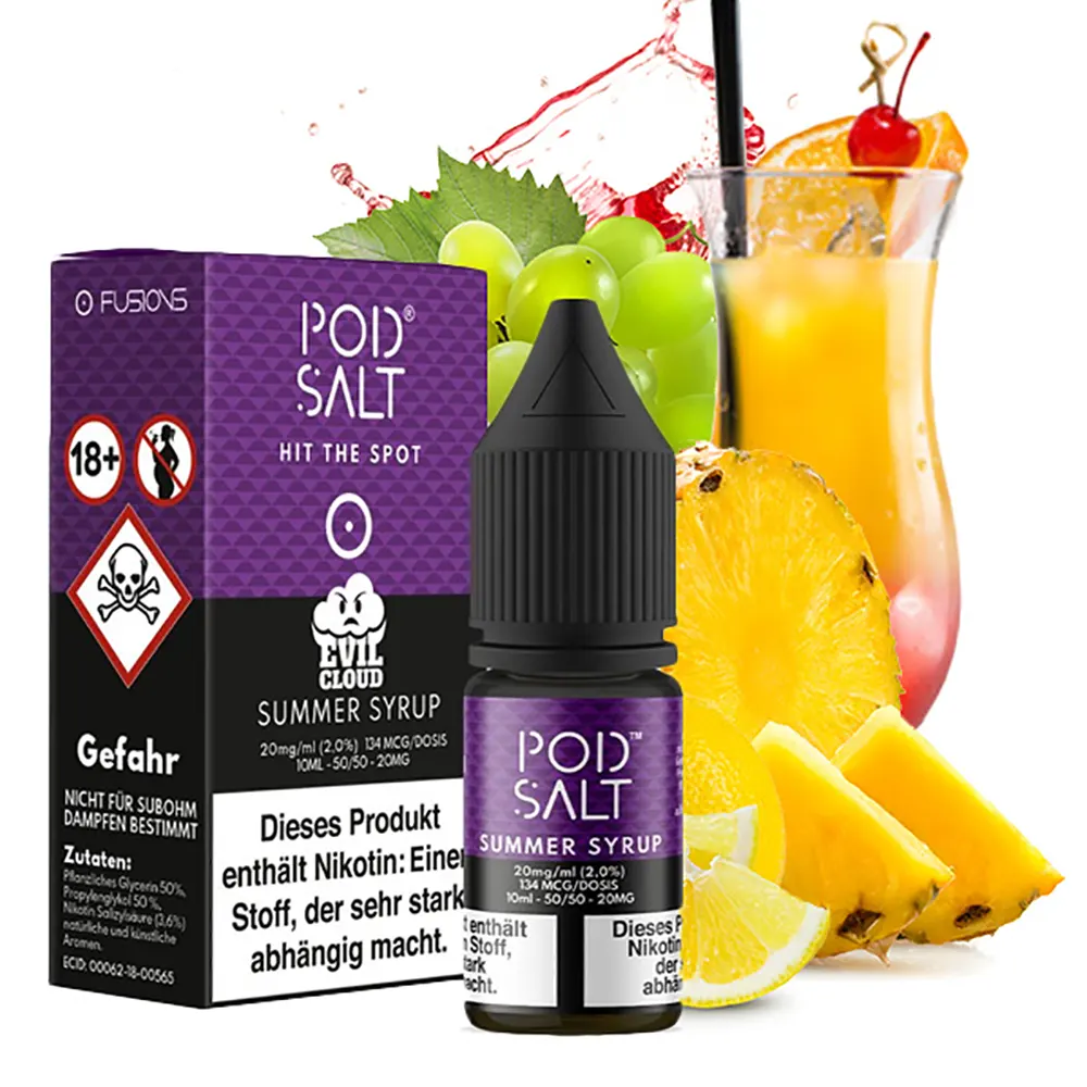 Pod Salt Fusion - Summer Syrup - 10ml Liquid 20mg Nikotinsalz STEUERWARE