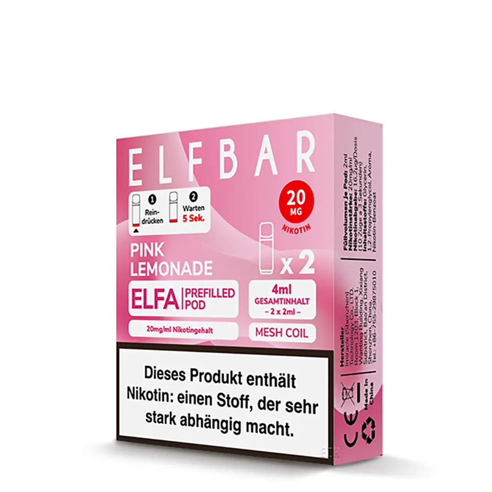 Elfbar Elfa Einweg Pod - Pink Lemonade - 20mg Nikotinsalz 2ml STEUERWARE