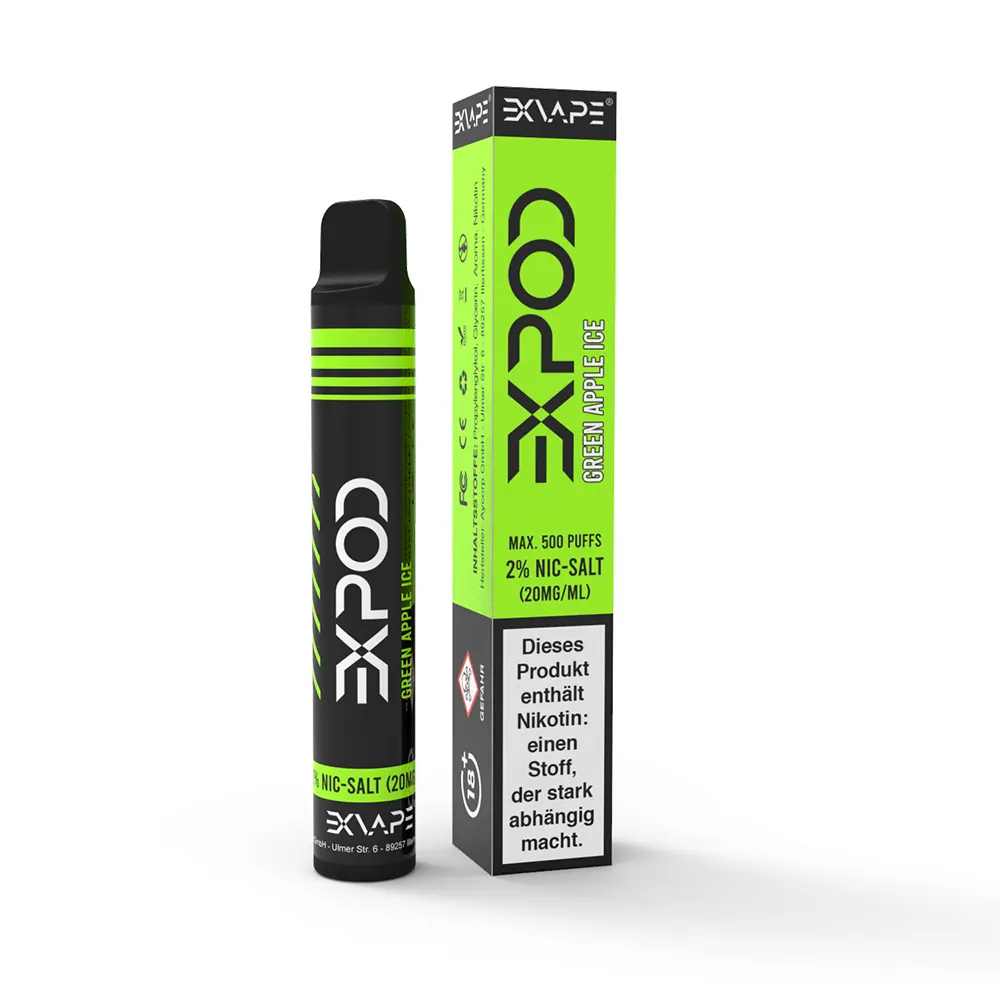 EXPOD Green Apple Einweg E-Zigarette 20mg STEUERWARE