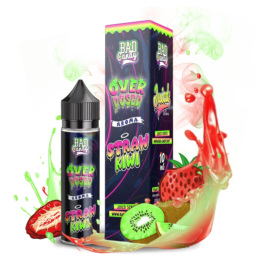 Bad Candy Longfill - Straw Kiwi - Overdosed 10ml Aroma in 60 ml Flasche STEUERWARE