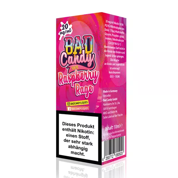 Bad Candy Raspberry Rage Nic Salt 10mg STEUERWARE
